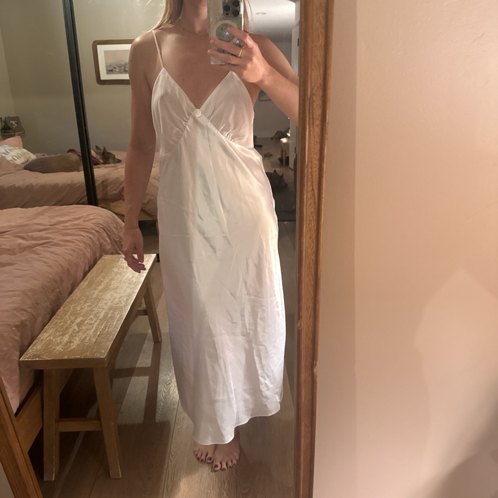 Vintage Women's White Satin Slip Dress - Lightweight Nightwear